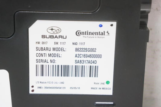 2015-2019 Subaru WRX STI Telematics Control Module Unit 86222SG002 OEM - Alshned Auto Parts