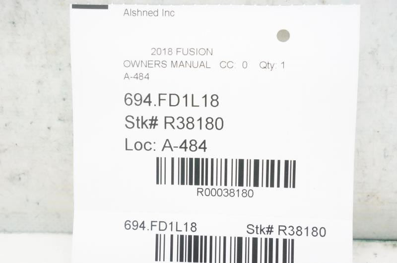 2018 Ford Fusion Owners Manual set JE5J-19A321-AB OEM - Alshned Auto Parts
