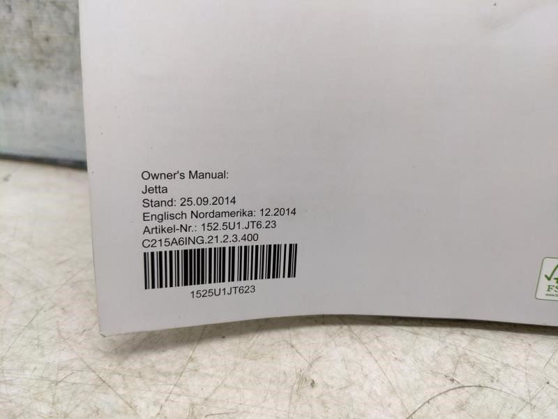 2015 Volkswagen Jetta U.S. Edition Owners Manual Set with Case 1525U1JT623 OEM - Alshned Auto Parts