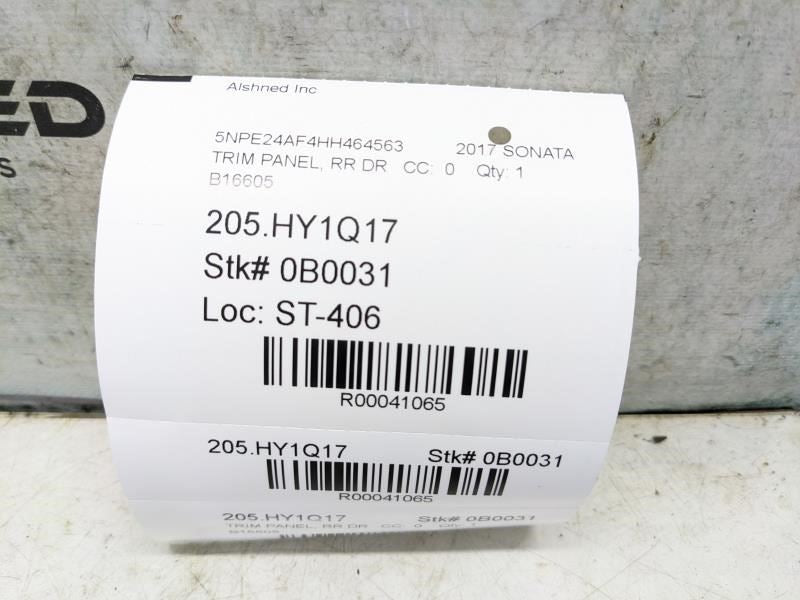 2015-2017 Hyundai Sonata Rear Right Door Trim Panel Gray 83306-C2000TGG OEM