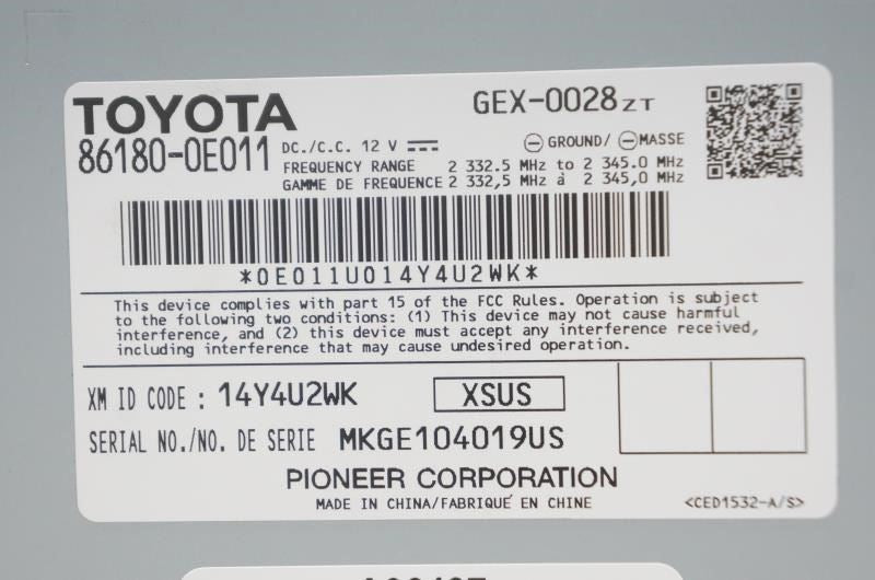 2014-2016 Toyota RAV4 Camry Satellite Radio Receiver Unit 86180-0E011 OEM - Alshned Auto Parts