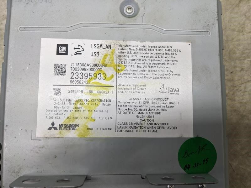 2015-2016 Chevrolet Tahoe Rear CD DVD Overhead Player 23395933 OEM - Alshned Auto Parts