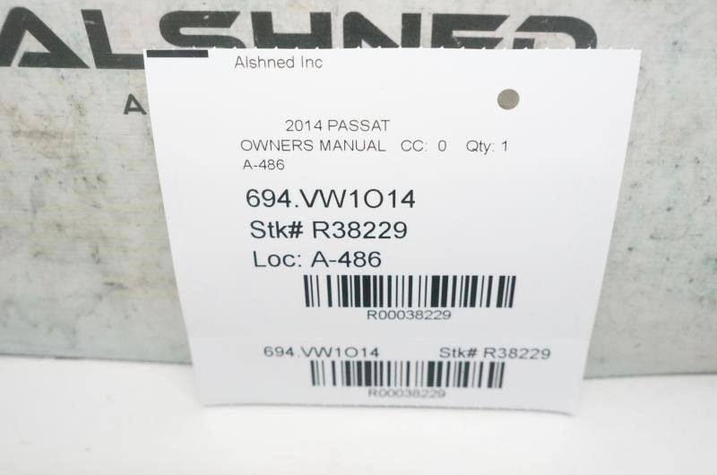 2014 Volkswagen Passat Quick Start Guide set with Case R38229 OEM - Alshned Auto Parts