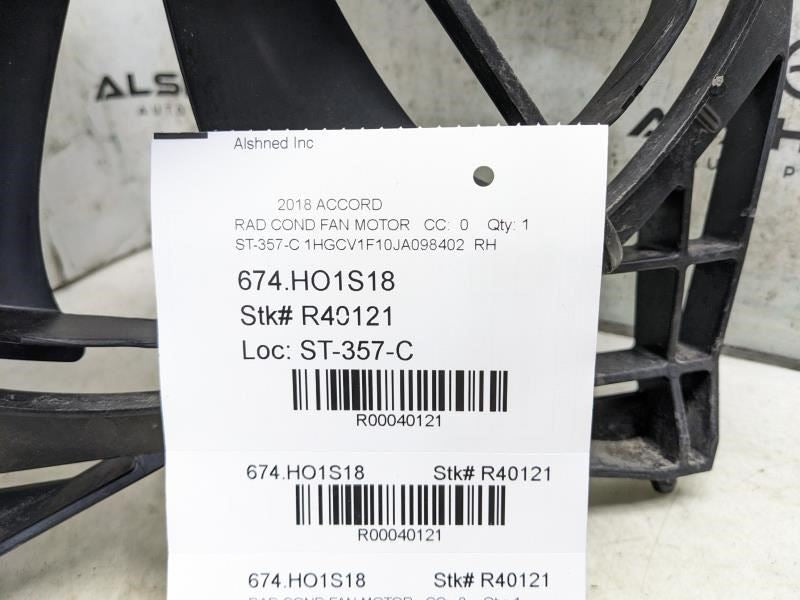 2018-2020 Honda Accord Right Condenser Cooling Fan Motor Assy 38615-6A0-A01 OEM - Alshned Auto Parts