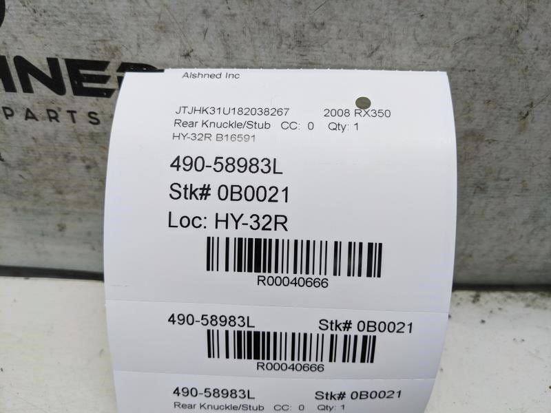 2007-2009 Lexus RX350 Rear Left Suspension Spindle Knuckle 42305-48031 OEM - Alshned Auto Parts